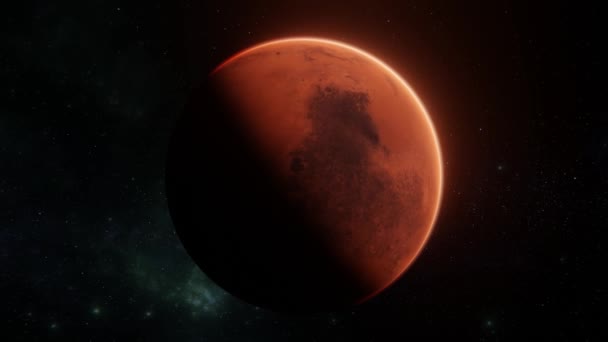 火星の惑星のタイムラプスは 星の背景の上で宇宙空間を回っている 4Kのデジタルアート3Dコンセプト — ストック動画
