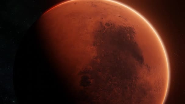 Plan Moyen Rotation Autour Axe Planète Mars Éclairée Par Soleil — Video