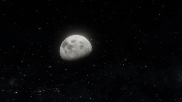 Епічний Постріл Летів Далеко Від Місяця Відкритому Просторі Залишивши Планету — стокове відео