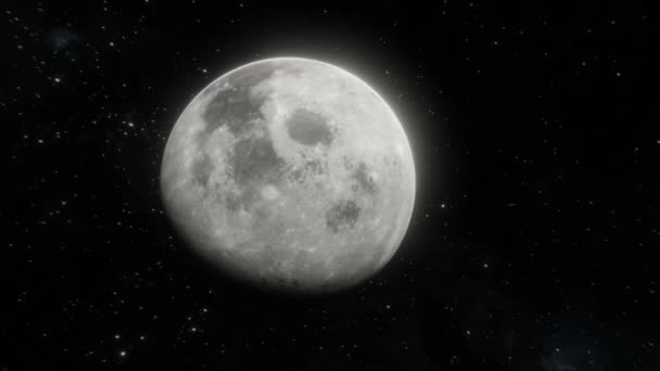 Nyomon Követni Holdat Nyílt Űrben Csillagok Felett Repül Hold Körül — Stock videók