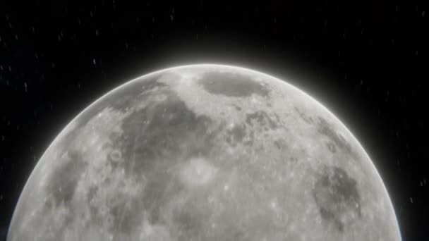 Lua Subindo Espaço Aberto Sobre Estrelas Imagem Épica Lua Com — Vídeo de Stock