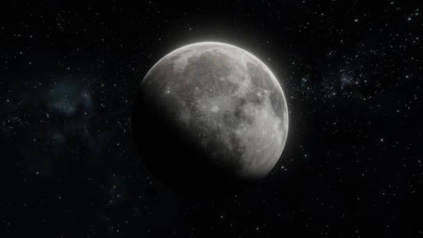 Bella Ripresa Della Luna Che Allontana Nello Spazio Aperto Sto — Video Stock