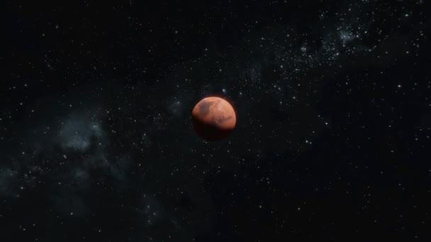 Rastreando Marte Planeta Rojo Volando Través Del Espacio Que Pasa — Vídeo de stock
