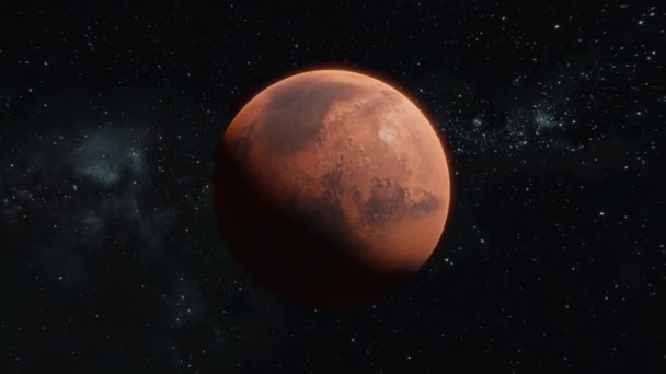 Tracciare Pianeta Marte Nello Spazio Aperto Sfondo Stellare Lasciando Vista — Video Stock