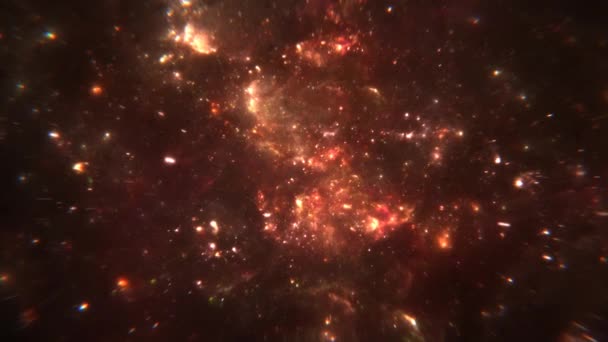 Incredible Footage Galactic Cosmos Glowing Galaxies Stars Passing Red Nebula — Vídeos de Stock