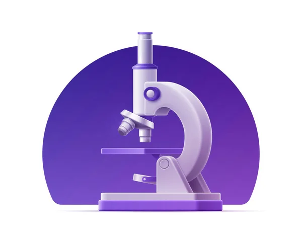 Realistisches Mikroskop Auf Dem Hintergrund Einer Violetten Form Vereinzelte Cartoon — Stockvektor