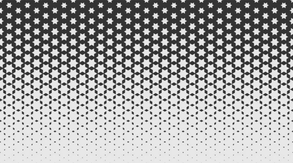 Texture géométrique monochrome répétitive avec étoiles et dégradé. Modèle vectoriel sans couture pour l'arrière-plan, papier peint, textile, tissu, toile de fond du site Web. Formes simples. — Image vectorielle