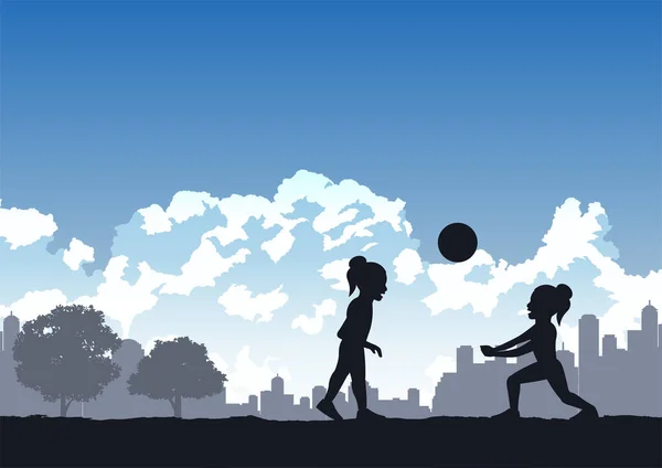 Filles Aiment Jouer Volley Ball — Image vectorielle