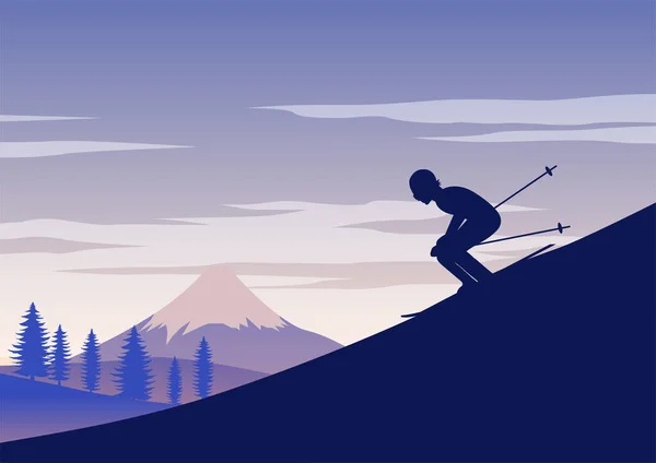 Silhouette Design Ski Homme — Image vectorielle