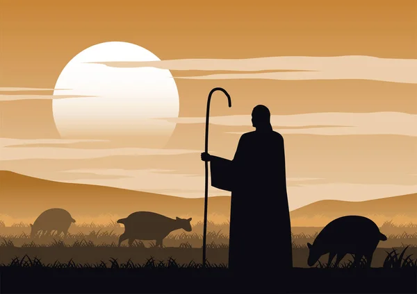 Jezus Christus Zei Herder Vectorillustratie — Stockvector