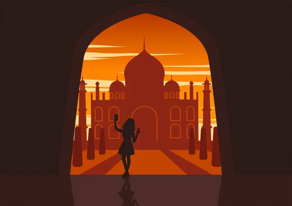 Millet Selfie Taj Mahal — Stok Vektör