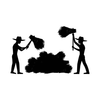 İnsanların izole edilmiş beyaz arkaplanlı siyah siluet tasarımı pirinç vurdu