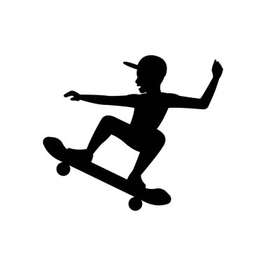 Siyah siluet tasarımı erkek paten sporunun izole edilmiş beyaz arkaplanı