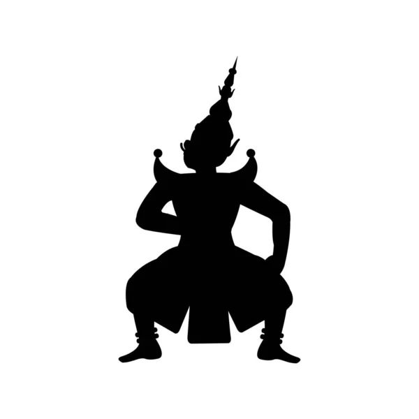 Black Silhouette Design King Giant Ramayana Literature Standing — Stock Vector