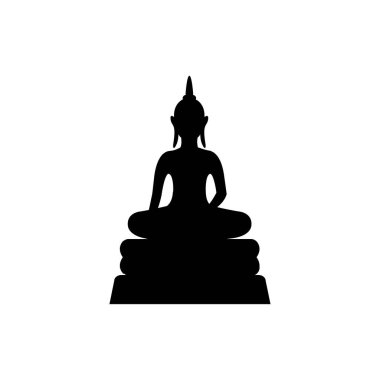 Buda heykelinin izole edilmiş beyaz arkaplanlı siyah siluet tasarımı