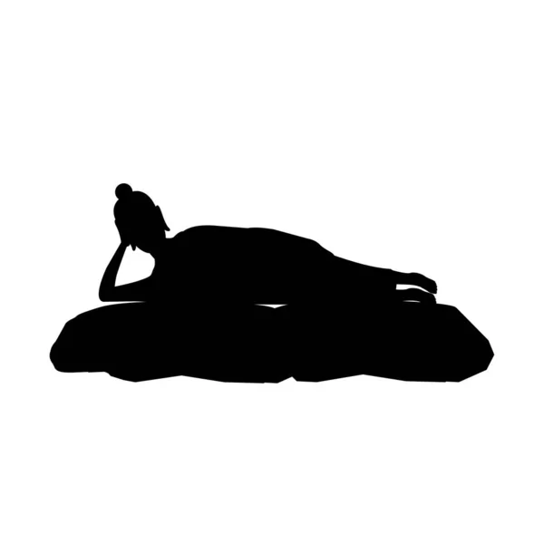 Silhouette Noire Avec Fond Blanc Isolé Seigneur Buddha Mort — Image vectorielle