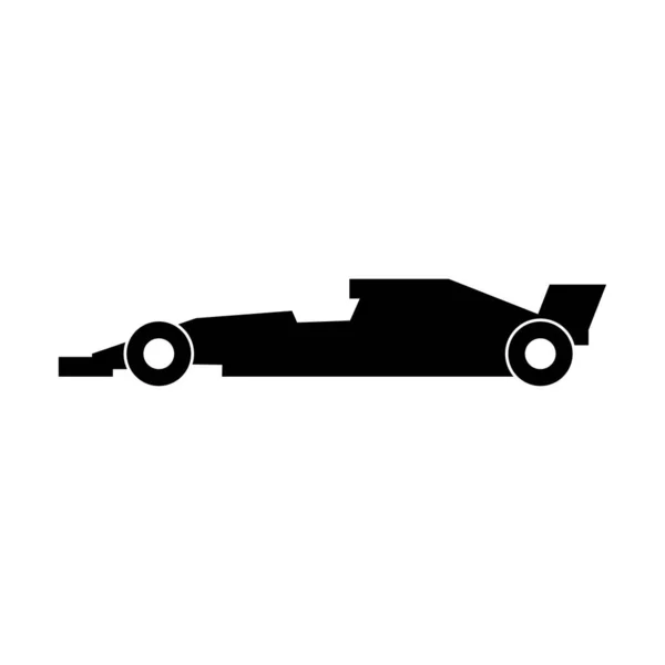 レーシングカーのブラックシルエットアイコンデザイン — ストックベクタ