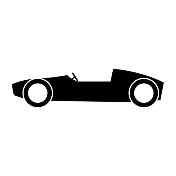 クラシックレースカーのブラックシルエットアイコンデザイン — ストックベクタ