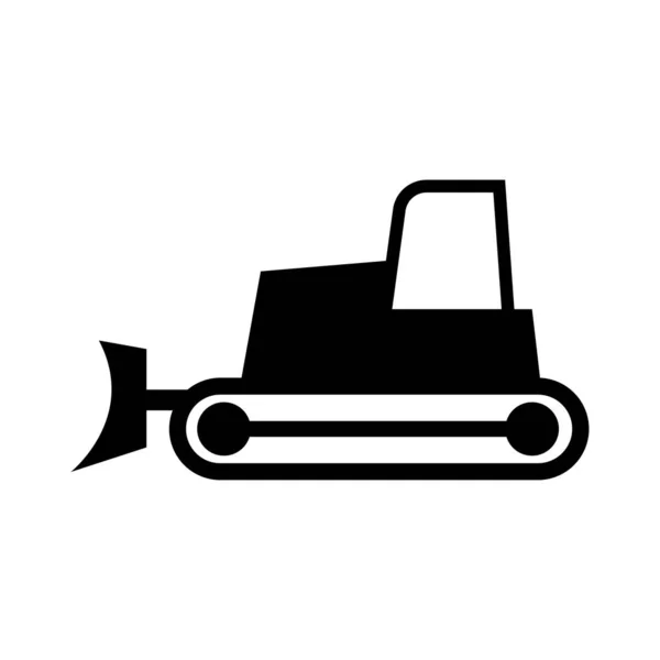 Black Silhouette Icon Design Bulldozer — Stock Vector