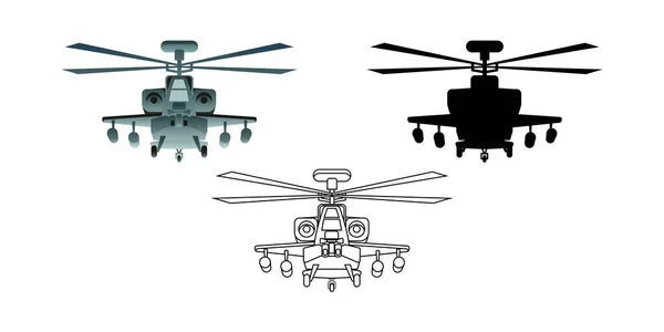 Collection Dessin Animé Hélicoptère Armée — Image vectorielle