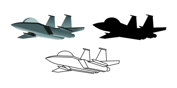 Collection Dessin Animé Avion Combat Armée — Image vectorielle