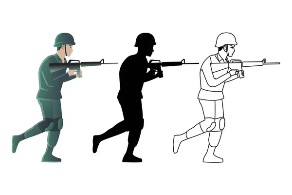 Set Soldati Tre Stili — Vettoriale Stock
