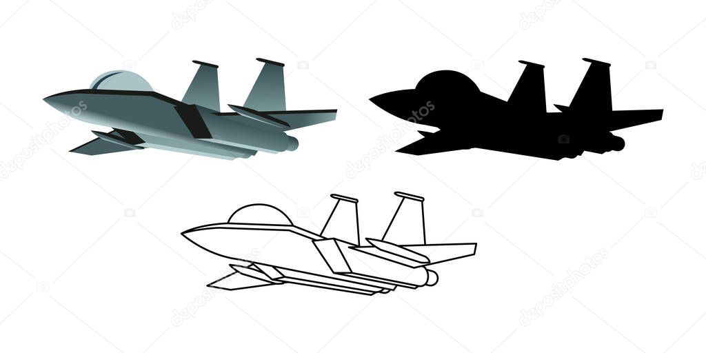 collection of cartoon of army fighter plane