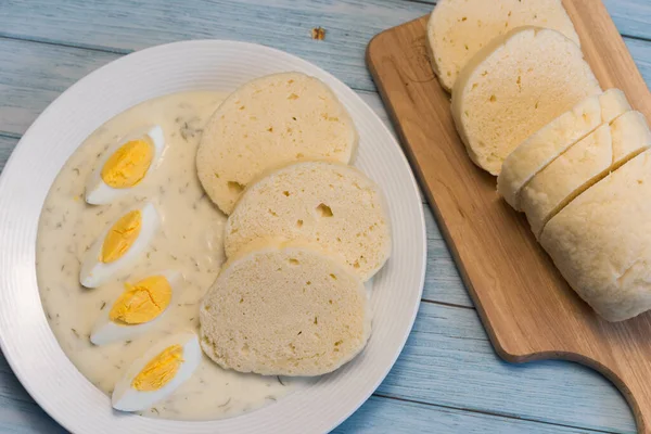 Tradizionale Salsa Aneto Ceco Con Gnocchi Cucina Ceca Austriaca — Foto Stock