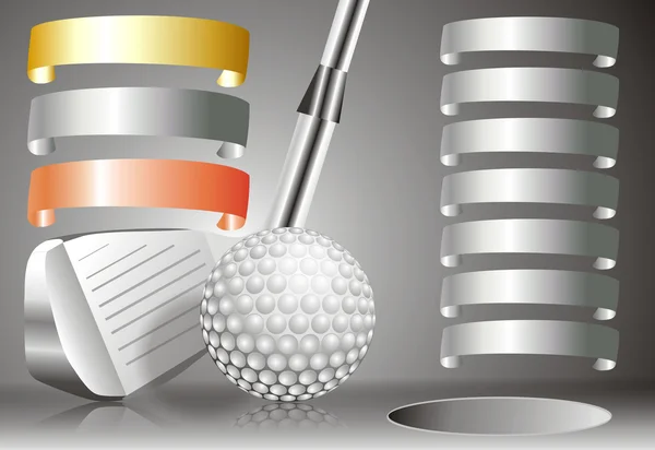 Мяч для гольфа с клюшкой для гольфа с таблицей победителей — стоковое фото