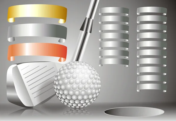 Pelota de golf con club de golf con gráfico de ganadores — Foto de Stock