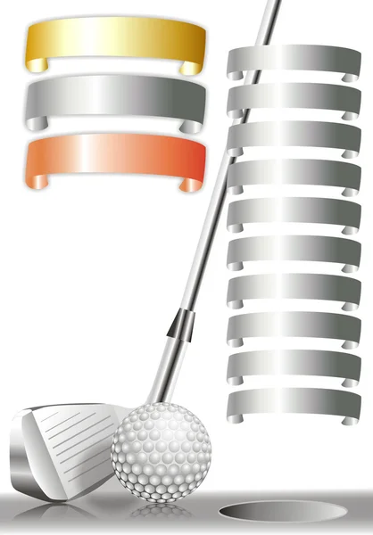 Pelota de golf con club de golf con gráfico de ganadores — Foto de Stock
