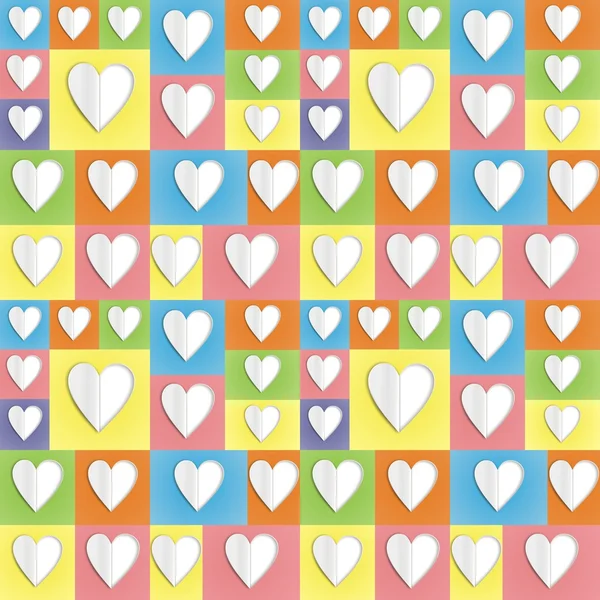 Renk kağıt kalp arka plan — Stok fotoğraf