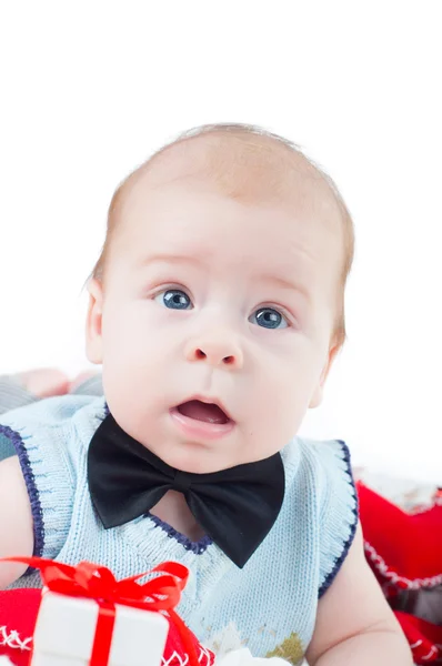 Bebé-niño en chaleco sobre fondo blanco — Foto de Stock