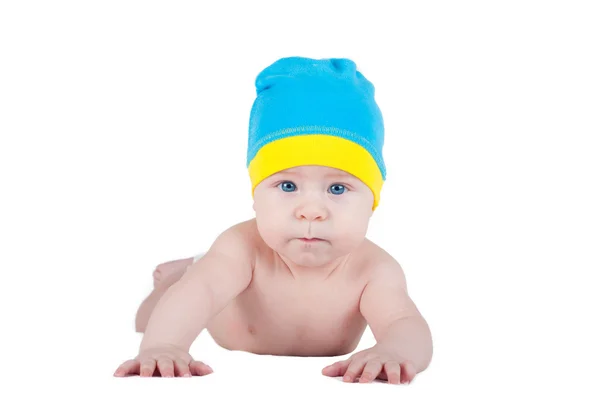 Newborn boy in the Ukrainian national colors — Stock Photo, Image