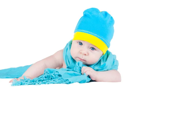 Newborn boy in the Ukrainian national colors — Stock Photo, Image