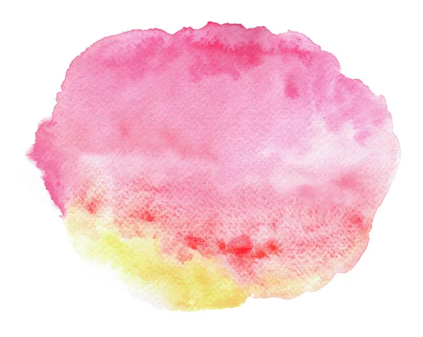 Αφηρημένη ροζ και κίτρινη υδατογραφία σε λευκό φόντο. Χρωματιστές πιτσιλιές σε χαρτί. Χειροποίητη απεικόνιση — Φωτογραφία Αρχείου