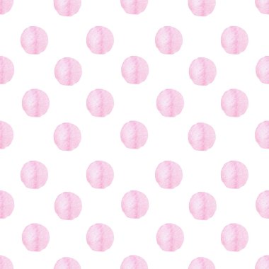 Beyaz arkaplanda pembe benekli sulu boya deseni.