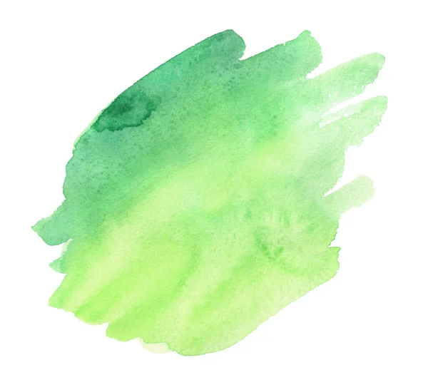 摘要白色背景下的绿色和黄色水彩画 彩色飞溅在纸上 手绘插图 — 图库照片