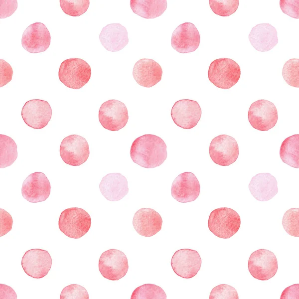 Red Polka Dot Aquarell Nahtloses Muster Auf Weißem Hintergrund — Stockfoto