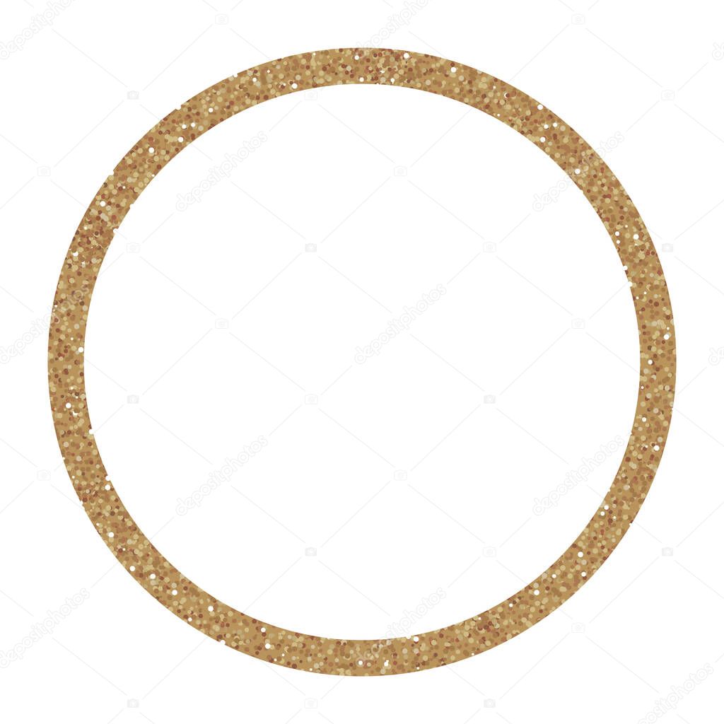 Sparkling golden frame, glitter circle. Great for wedding invitations, cards, banners.