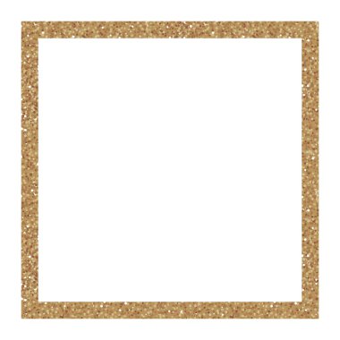 Beyaz arka planda parıltıları olan altın parıltılı kare çerçeve.