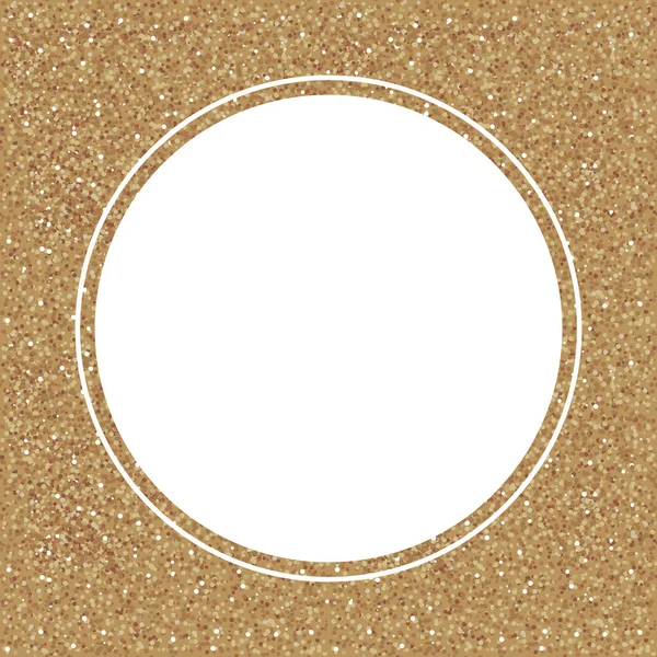 Χρυσό λάμπει σε λευκό φόντο. Σχήμα λευκού κύκλου για κείμενο και σχεδιασμό. — Διανυσματικό Αρχείο