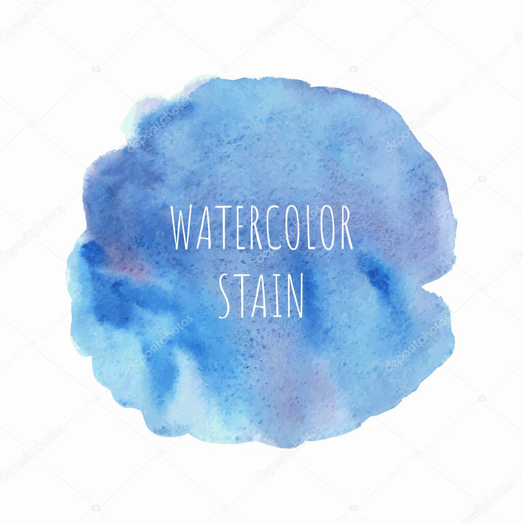 Abstract blue and purple watercolor on white background. Colored splashes on paper. Hand drawn illustration