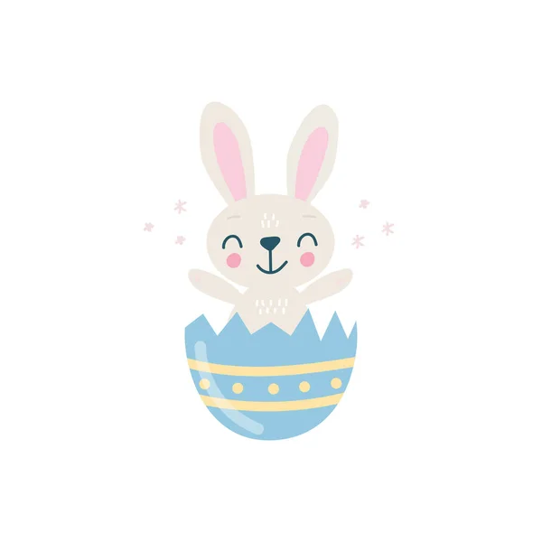 Lindo conejo de Pascua con huevo. Ilustración vectorial aislada. — Archivo Imágenes Vectoriales