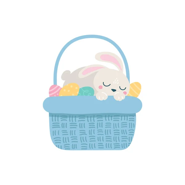 Lindo conejo de Pascua con huevo. Ilustración vectorial aislada. — Archivo Imágenes Vectoriales
