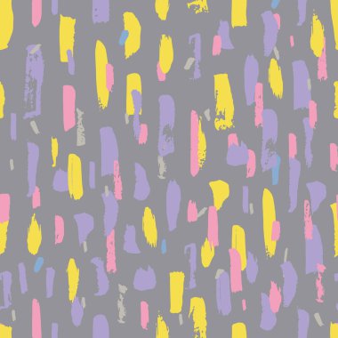 El çizimi modern fırça darbesi şekli. Vektörsüz desen şekilleri. Gri ve sarı renklerde soyut bir arkaplan. Dekoratif baskı