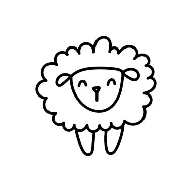 Vektör el çizilmiş koyun taslak karalama simgesi. Beyaz arkaplanda izole edilmiş baskı, web, mobil ve bilgi grafikleri için hayvan çizimi çizimi.