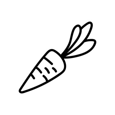 Beyaz arkaplana karikatür karalama havucu çizen basit siyah çizgi