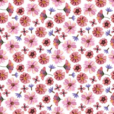 Hassas baskılı suluboya pürüzsüz desenler ve kurumuş çiçek aranjmanları doğal arka plana yerleştirilir.