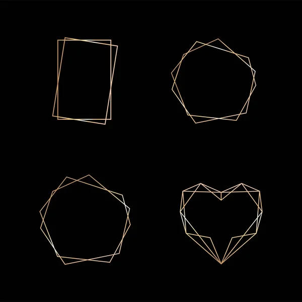 Goldene Sammlung Geometrischer Rahmen Auf Weißem Hintergrund Dekoratives Element Für — Stockvektor